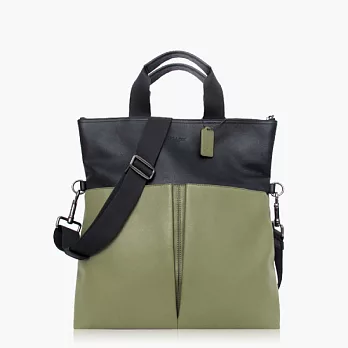 COACH 男仕品味 皮革 / 側肩 / 斜肩 / 多功能包( 折疊系列)_墨綠黑