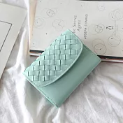 【Solomon皮件】編織牛皮零錢包 信用卡 小卡片包 小錢包 搭配小包款必備品冰晶綠