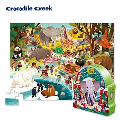 【美國Crocodile Creek】博物館造型盒學習拼圖48片─動物園