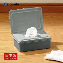 【日本INOMATA】日製掀蓋式十字抽取濕紙巾收納盒─加大款─2色可選─灰 灰