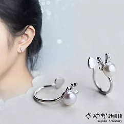 【Sayaka紗彌佳】純銀甜美珍珠麋鹿角造型耳骨夾 ─單一款式