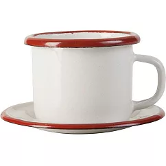 《IBILI》琺瑯濃縮咖啡杯碟組(紅80ml) | 琺瑯杯 露營杯 義式咖啡杯 午茶杯