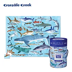 【美國Crocodile Creek】生物主題學習桶裝拼圖100片─鯊魚世界