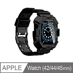 【Timo】Apple Watch 42/44mm 一體式耐衝擊全包覆替換錶帶 黑色