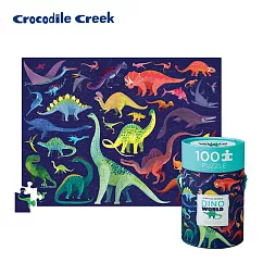 【美國Crocodile Creek】生物主題學習桶裝拼圖100片─恐龍世界
