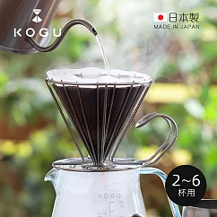 【日本下村KOGU】極簡鏤線日製18─8不鏽鋼咖啡濾杯(2─6杯用) ─復古銀