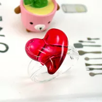 【伊飾童話】紅璃情深*心型玻璃戒指 8號