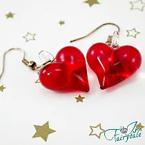 【伊飾童話】紅璃情深*心型玻璃耳環
