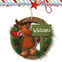 狂歡聖誕季-麋鹿花環藤圈35CM