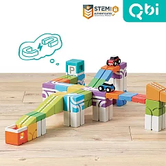 Qbi 益智磁吸軌道玩具─探索系列─飛車小玩家：百變軌道組