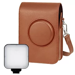 For FUJIFILM instax mini Evo 拍立得專用皮套 + LED口袋型補光燈/ 棕色