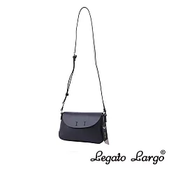 Legato Largo Soft 輕量小法式翻蓋式斜背小包─ 黑色