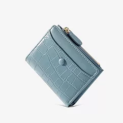 【L.Elegant】韓版時尚鱷魚皮紋 短夾 零錢包(共4色)B868 藍色