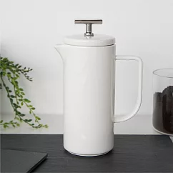 《La Cafetiere》陶製法式濾壓壺(米白480ml) | 泡茶器 冷泡壺 沖茶器 法壓壺 咖啡壺 奶泡杯