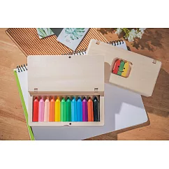 【蜂巢蠟筆】日本製兒童無毒12色蠟筆 木盒款(無刻字版)