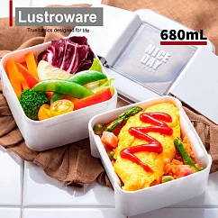 【Lustroware】日本岩崎小清新風保鮮盒/便當盒/餐盒─方型680ml(深型雙層)(原廠總代理) 白色