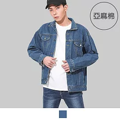 【男人幫】SL010─韓風潮流素面復古牛仔外套 M 藍色
