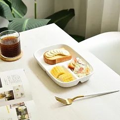 【Homely Zakka】北歐風長方型陶瓷分隔餐盤/211餐盤_ 奶油白