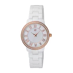 RAINBOW TIME 浪漫假期陶瓷時尚腕錶─玫瑰金X白