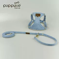 puppytie M 粉藍CP 藍色 寵物胸背帶+牽繩 | 狗狗胸背 狗牽繩 貓胸背 貓牽繩 防暴衝胸背帶
