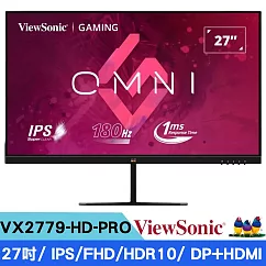 ViewSonic 優派 VX2779─HD─PRO 27吋 180Hz FHD平面電競螢幕