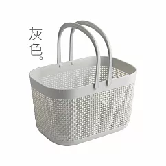 【E.dot】日式網格底部瀝水手提沐浴籃 ─2入組 灰色