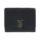 BURBERRY TB LOGO小牛皮三折短夾 黑色
