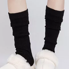 【ONEDER 旺達】可愛針織堆堆襪套 保暖小腿堆堆襪套 小腿襪套 泡泡襪 羊毛編花-黑 GK-8102-1