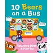 數字遊戲硬頁書(附40個可重複用黏貼紙)10 Bears on a Bus (Counting Book & Play Set)