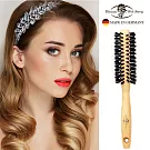 德國BRAUN WETTBURG 珀薇 德國製 50MM FSC原木黑豚鬃珠珠纖維熱塑捲髮梳 蓬蓬空氣感捲髮