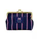 【日本丸真】MOON 英倫風復古雙扣小包包 藍底粉條紋 藍底粉條紋