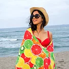 【MORINO摩力諾】超細纖維繽紛靚彩海灘巾/萬用巾/浴巾 橙橙相疊