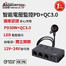 【安伯特】酷電大師 智能電壓監控PD+QC3.0 7孔車充 (國家認證 一年保固) 2USB+PD30W+QC3.0快充+3孔車充