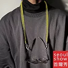 seoul show首爾秀 寬帶波紋兩用口罩掛繩鏈墨鏡平光眼鏡鍊老花近視防丟鍊  黃黑