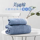 【MORINO摩力諾】台製-美國棉立體斜紋吸水速乾極柔毛巾/浴巾組 -藍色 藍色