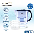 Kolin 歌林 3.8L濾水壺(內含四重濾芯*1)+四重濾芯6入(共1壺7芯/適用Brita)  (藍色)