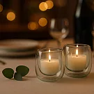 【德國 AdHoc】晶燦耐熱玻璃燭台兩入組(極光灰/ 6.8 cm)