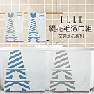 【ELLE HOME】鬆厚純棉艾菲爾鐵塔緹花毛巾.浴巾2件組(各1條) 灰色