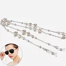 seoul show首爾秀 三珍珠夾珠兩用口罩掛繩鏈墨鏡平光眼鏡鍊老花近視防丟鍊  銀色