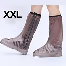 【EZlife】高筒隱藏式拉鍊全方位防雨鞋套─咖啡色XXL