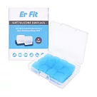 【ER FIT】矽膠耳塞 超柔軟可塑型 防噪音 游泳 飛行適用/12入(內附收納盒) 藍色