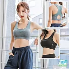 【BODYAIR嚴選】美胸拼網布運動內衣(健身.瑜珈.慢跑.運動BRA) S 黑