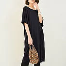 【AnZa】寬鬆圓領莫代爾連身裙(6色) FREE 黑色