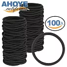 【Ahoye】4mm彈力棉繩粗髮圈 (黑色─100條裝) 髮束 綁頭髮 髮繩