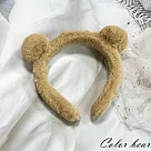 【卡樂熊】親膚毛絨小熊耳朵造型髮箍/髮圈(兩色)─ 棕色