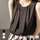 【Lockers 木櫃】夏季層次感皺褶圓領背心 L112051504 M 黑色M