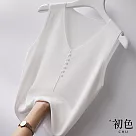 【初色】簡約純色吊帶針織背心上衣─共5色─67297(F可選) F 白色