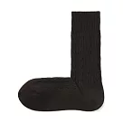 【MUJI 無印良品】男棉混細麻花織紋商務直角襪25─27cm 深棕