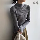 [衣途]柔軟半高領豎條針織打底衫FREE(KDTQ─B638) F 深灰色