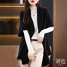 【初色】寬鬆顯瘦百搭長版針織衫短袖外套─共4色─30843(F可選) F 黑色